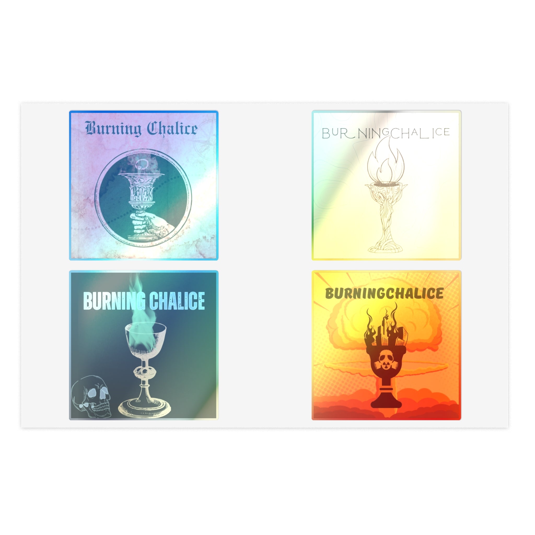Burning Chalice Sticker Sheet – Retro Pagan/Wiccan Occult Decal Set