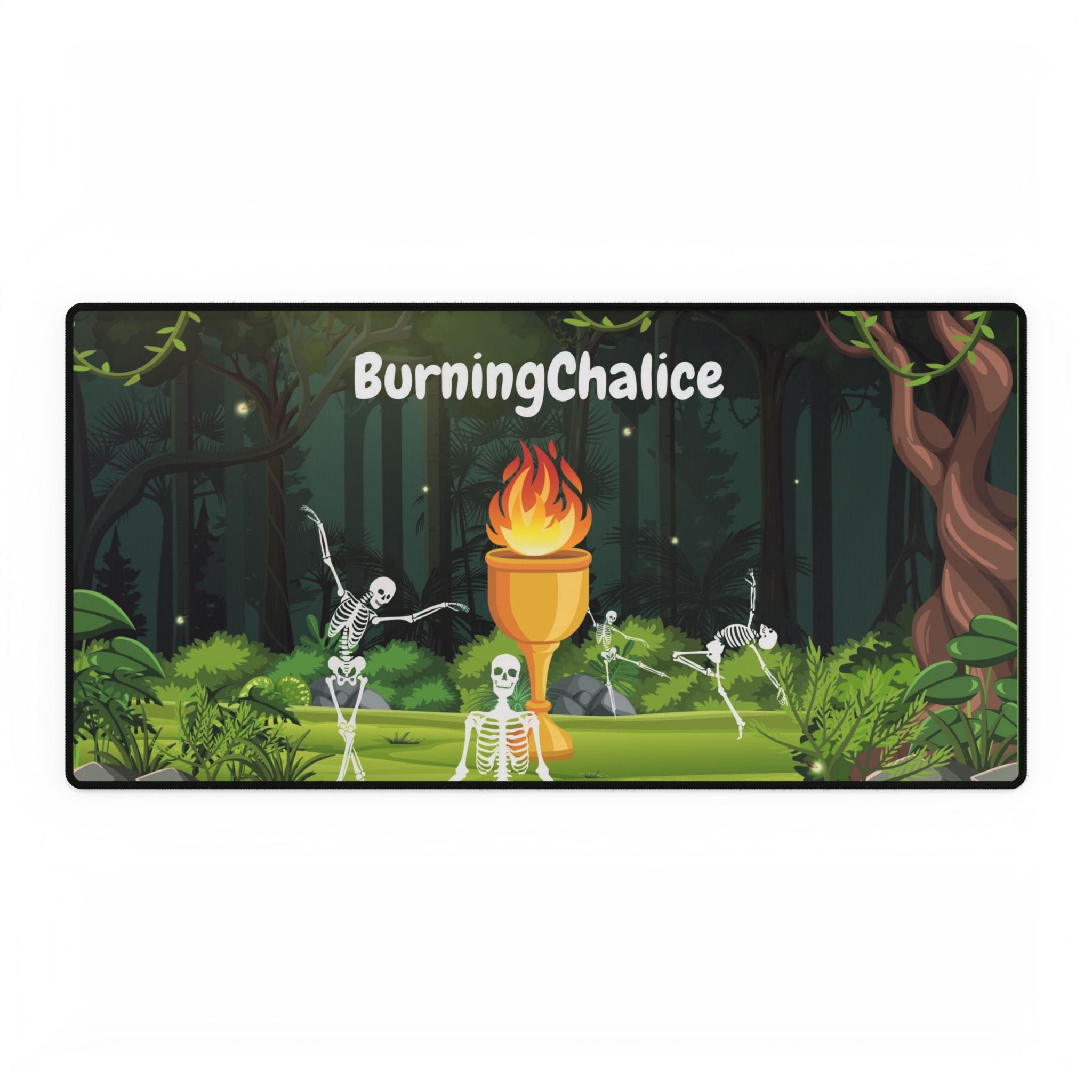 Burning Chalice Skeleton Forest Desk Mat — Large Gaming/Office Mousepad