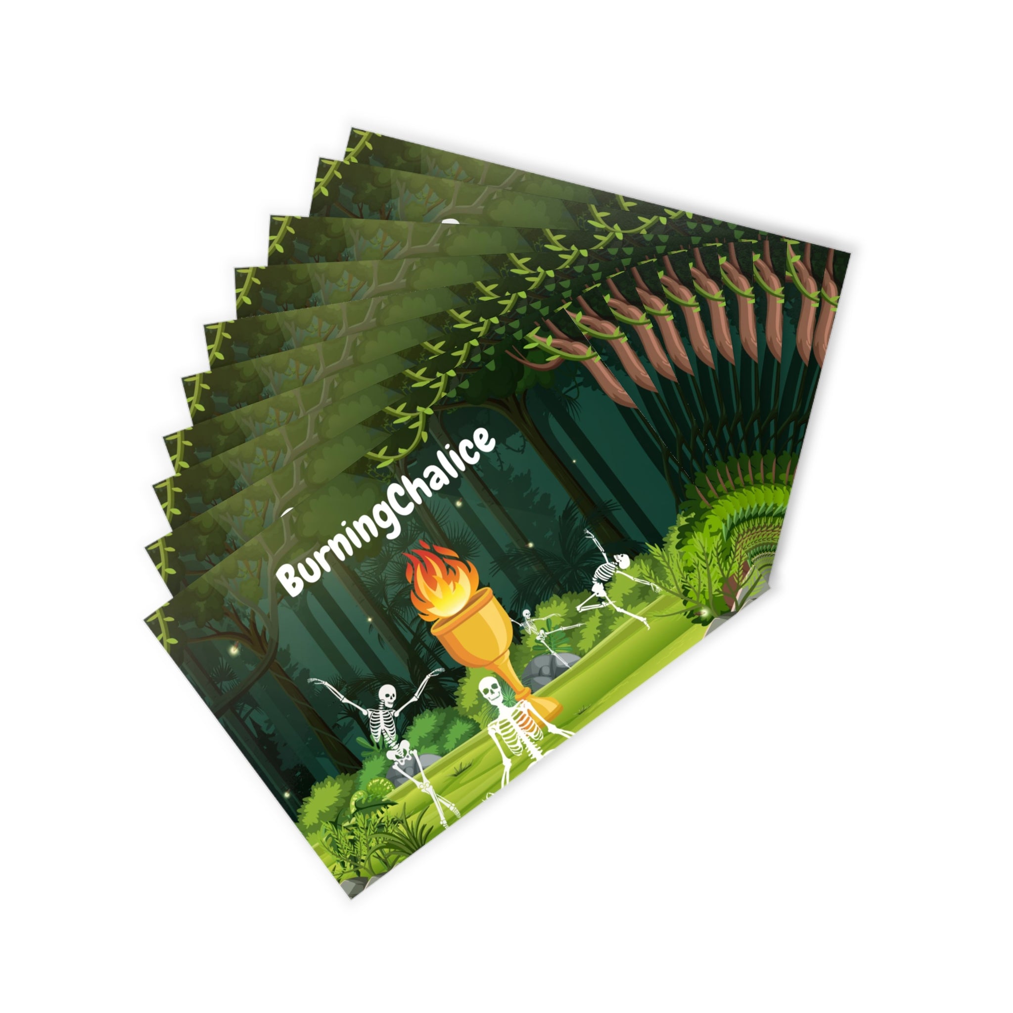 Postcards (10 Pack) — BurningChalice Campfire Skeleton Design
