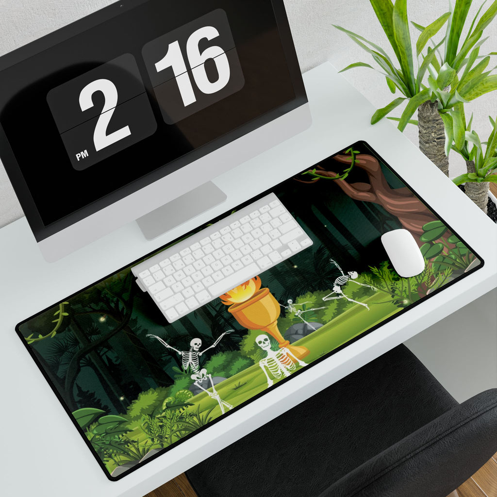 Burning Chalice Skeleton Forest Desk Mat — Large Gaming/Office Mousepad