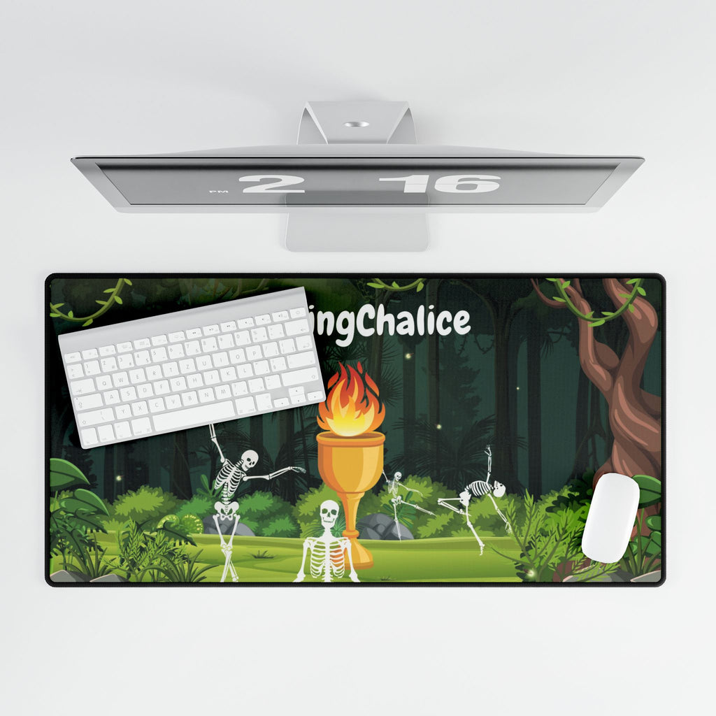 Burning Chalice Skeleton Forest Desk Mat — Large Gaming/Office Mousepad